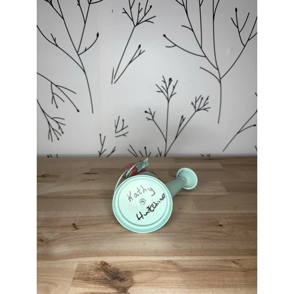 Watering‎ Can Photo Holder Flowers Bee Whimsical Mint Green